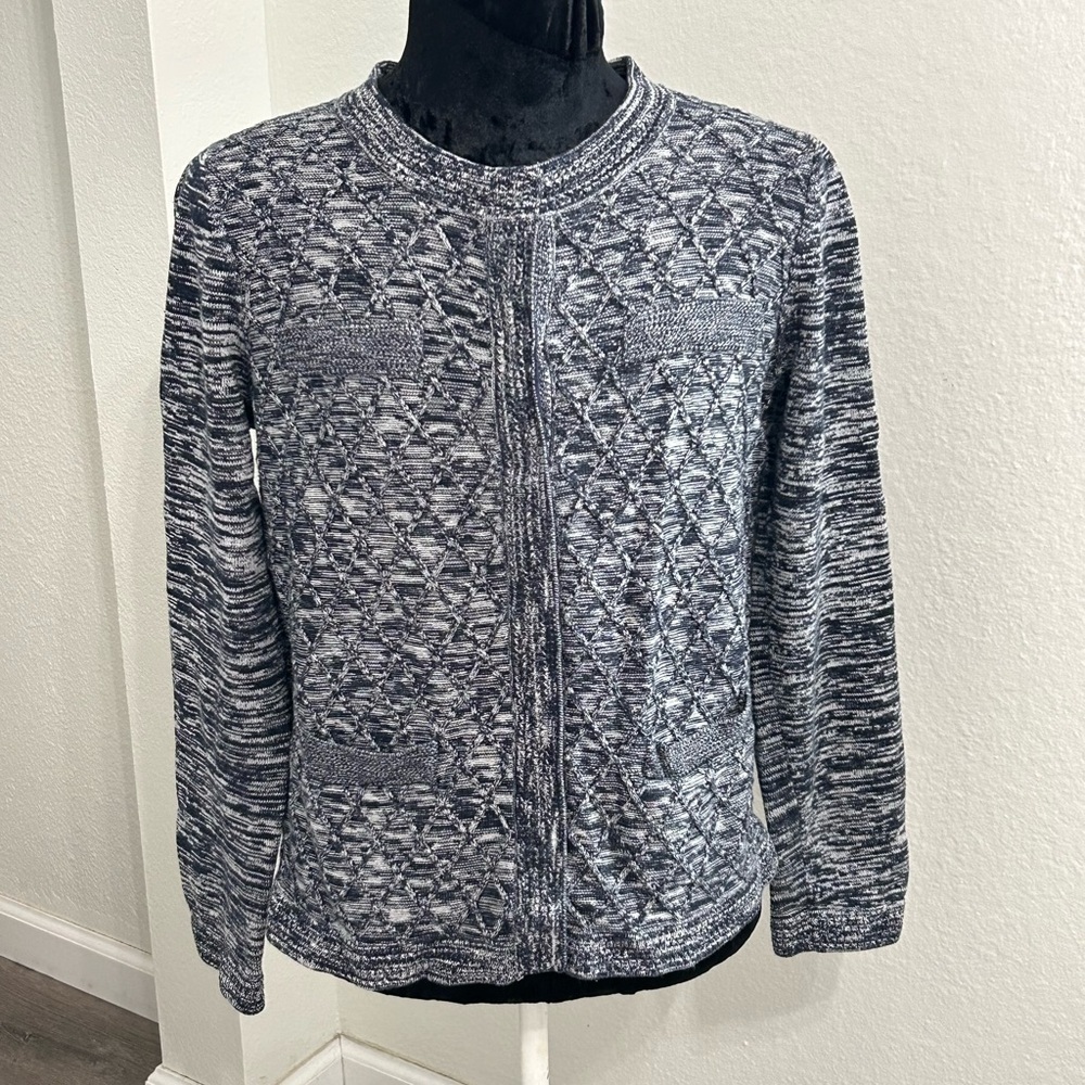 Jones New York Signature Quilted Knit Button-Up Cardigan | Size Large
